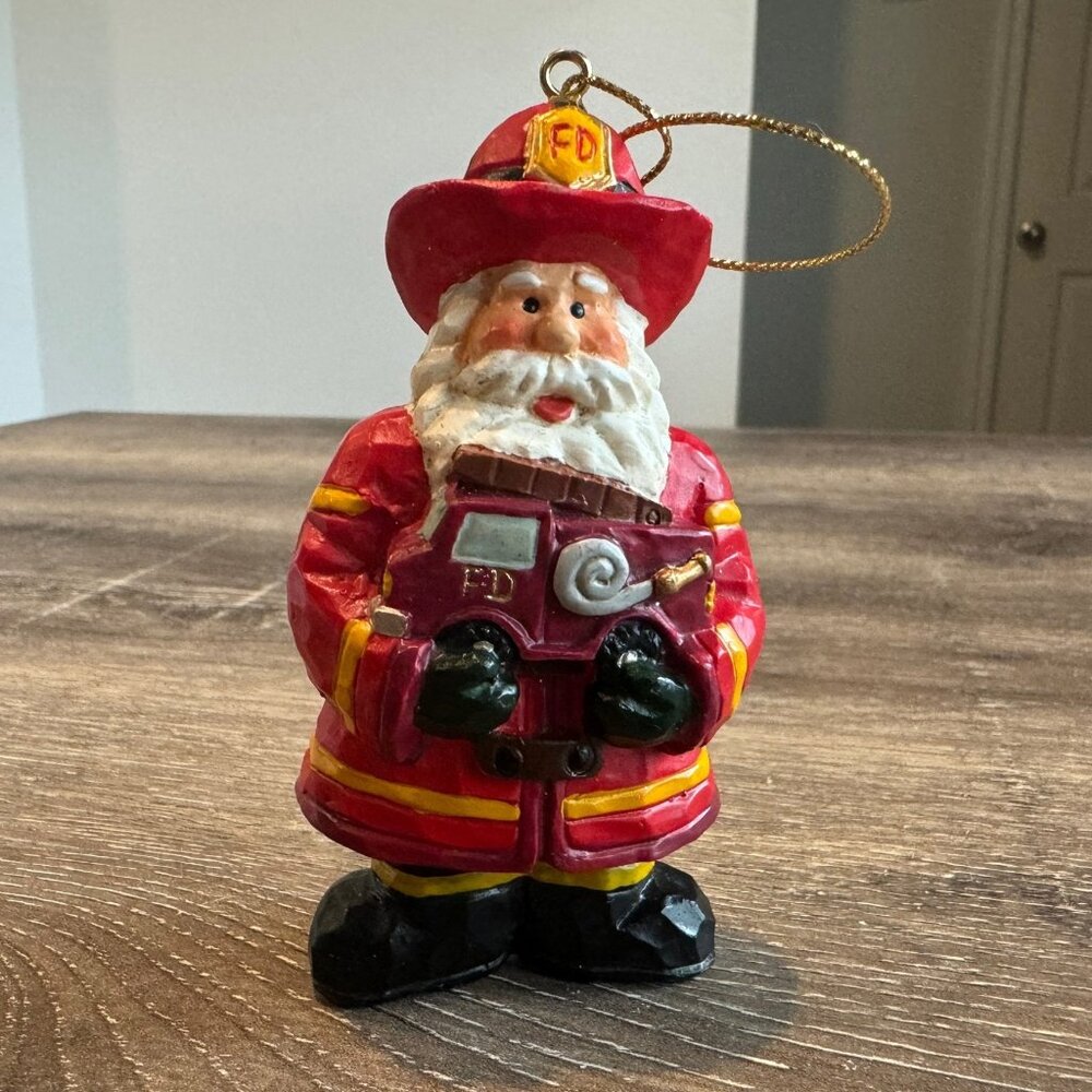 Santa Claus Fireman Fire Rescue Ornament.